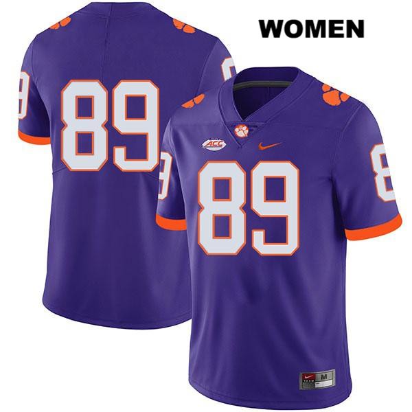 Women's Clemson Tigers #89 Max May Stitched Purple Legend Authentic Nike No Name NCAA College Football Jersey ADT8146ZS